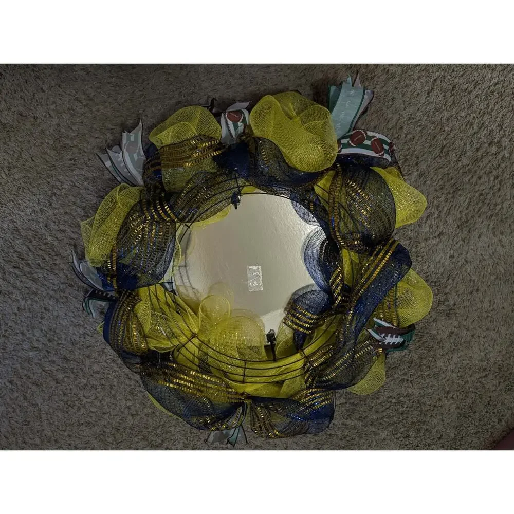 Notre Dame Fighting Irish Handmade Football Wreath GameDay Front Door Decor